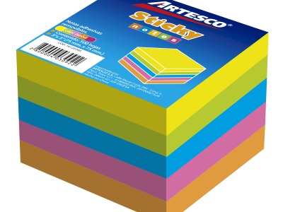 16120300 NOTAS ADHESIVAS CUBO 3PLG X 3PLG 5 COL X 100H NEON (654)